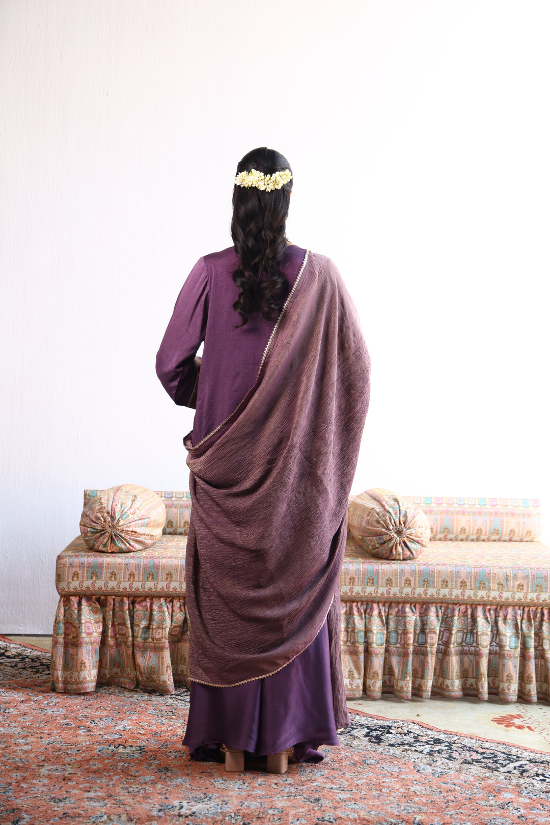 QUYAAM MAUVE SATIN KURTA SET