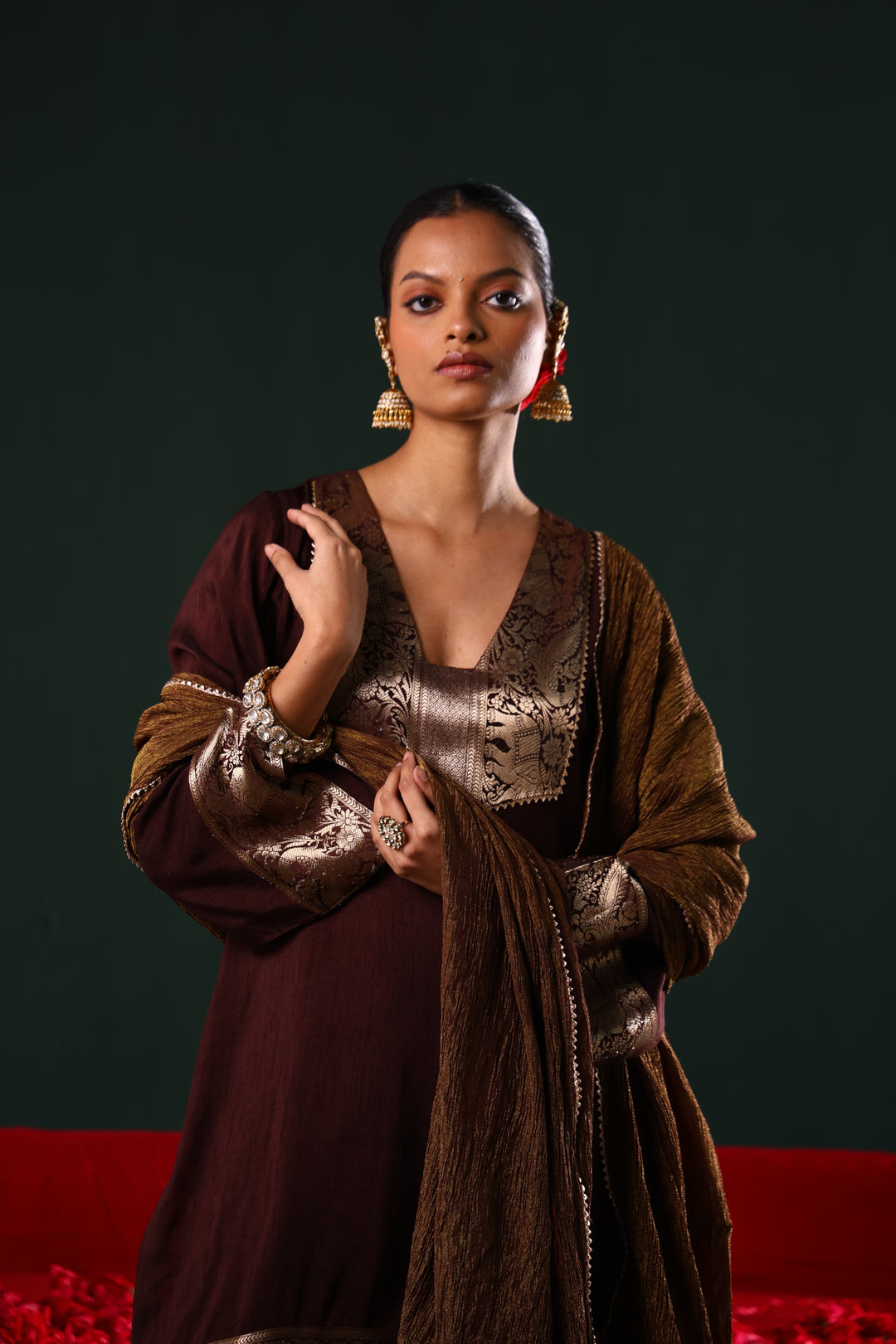 SUNEHRI BROWN KURTA