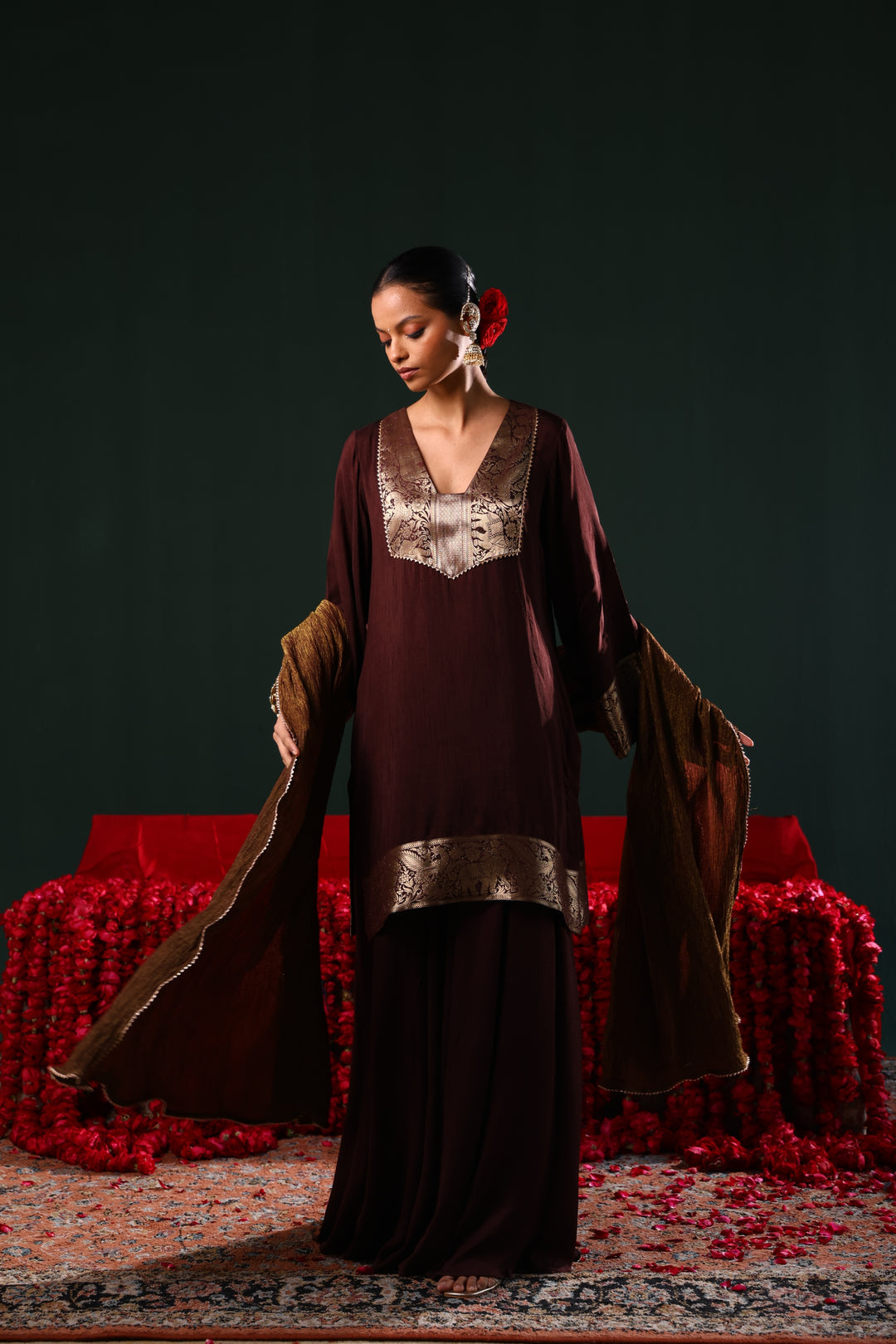 SUNEHRI BROWN KURTA