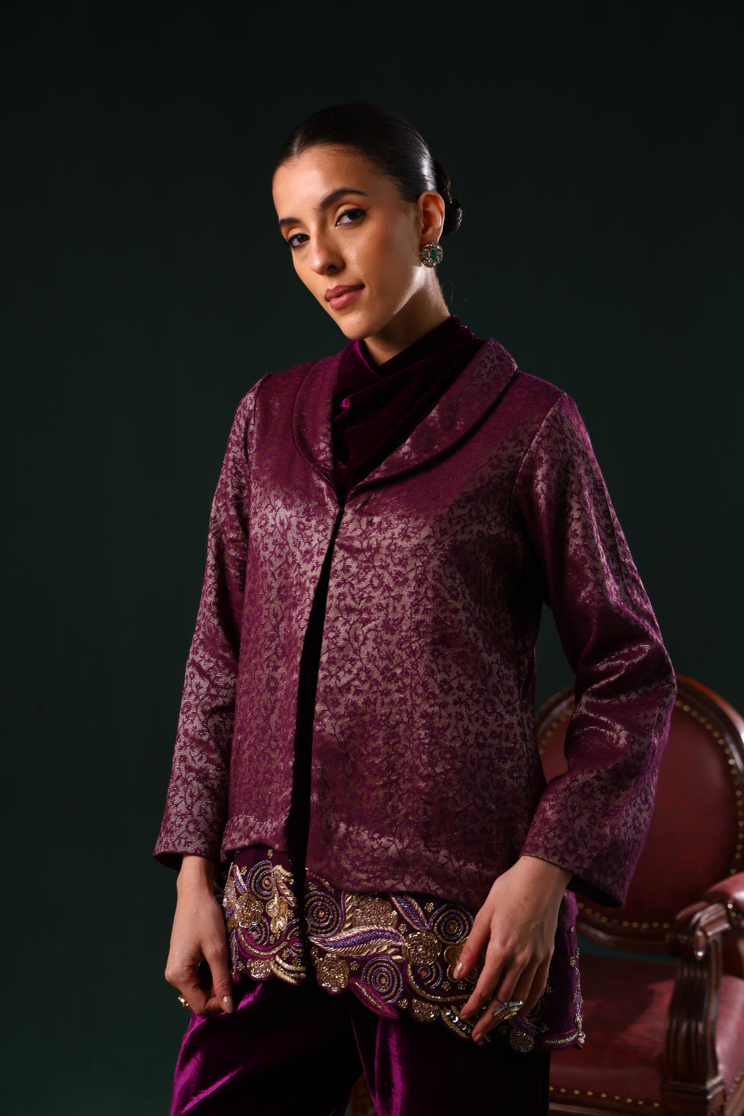 MUMTAAZ VELVET JACKET SET