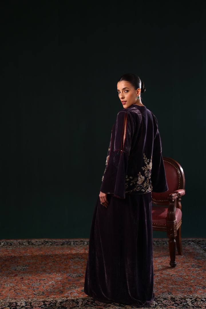 NOOR JAHAN JACKET DRAPE SKIRT SET