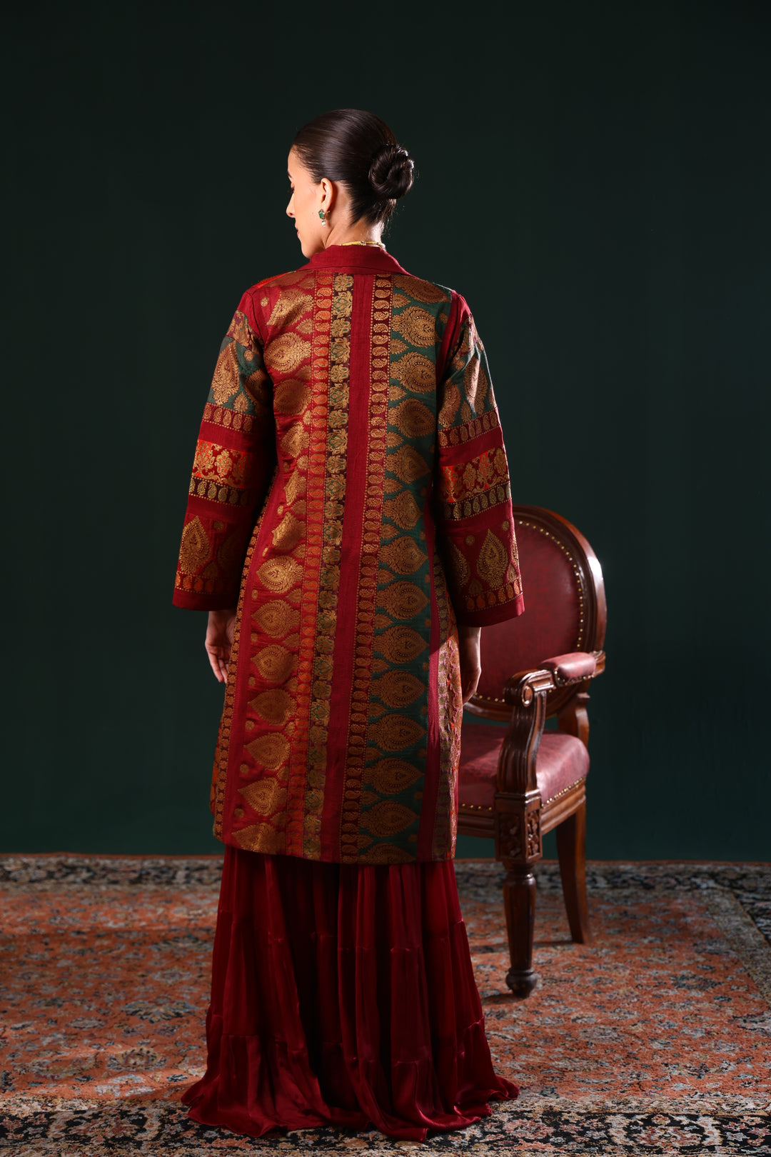 SAFIRA BANARASI LONG JACKET SET