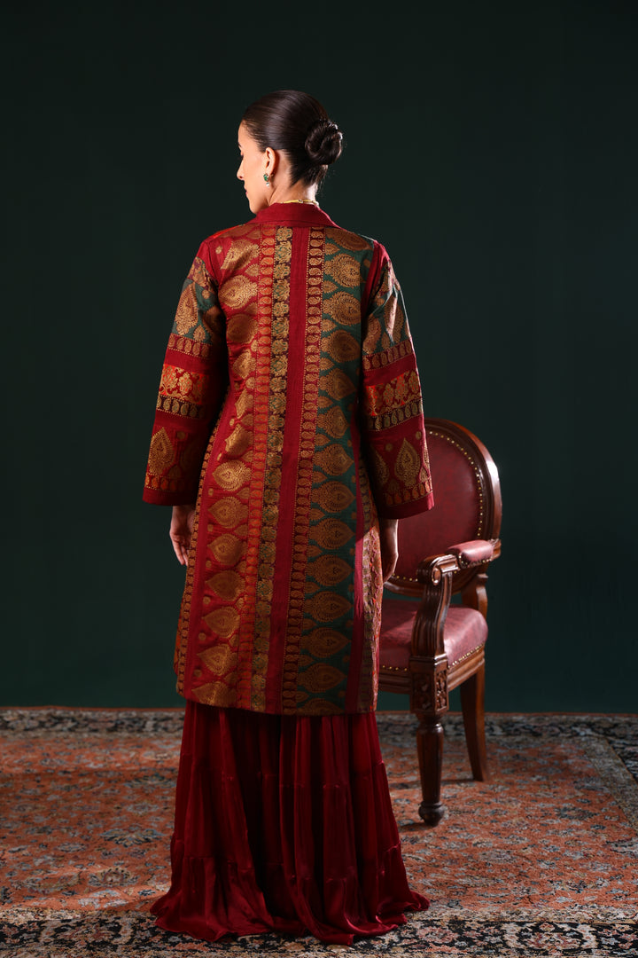 SAFIRA BANARASI LONG JACKET SET