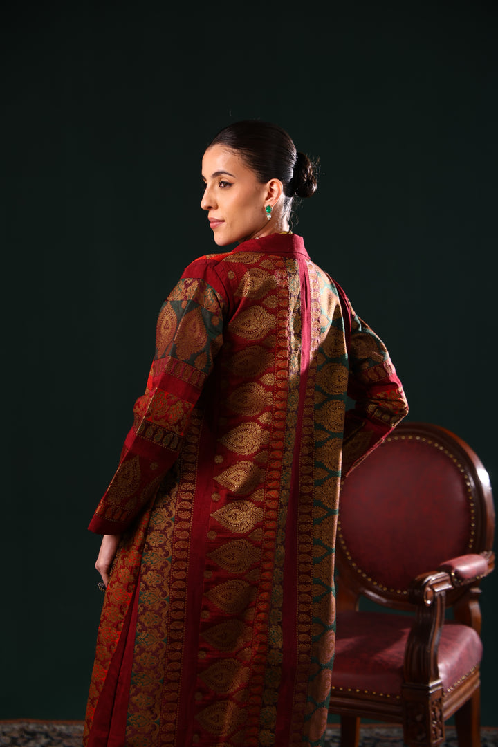 SAFIRA BANARASI LONG JACKET SET