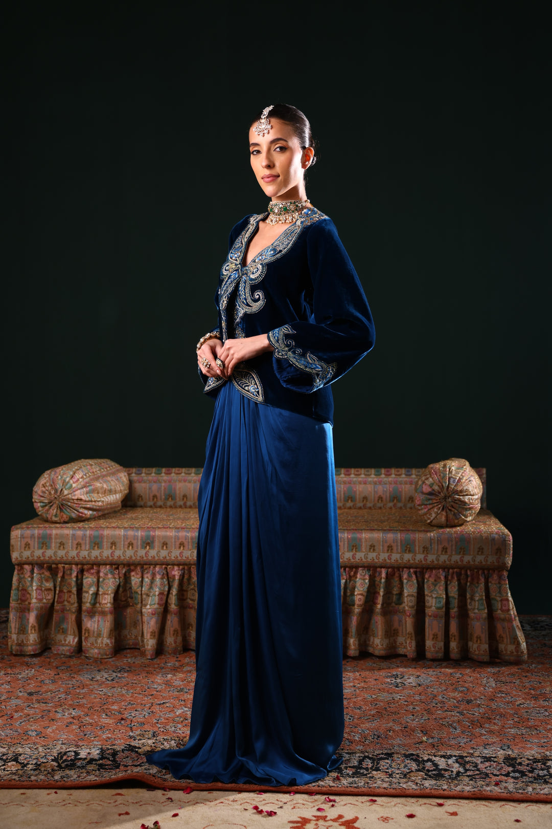 MARZAAN VELVET JACKET AND SKIRT SET