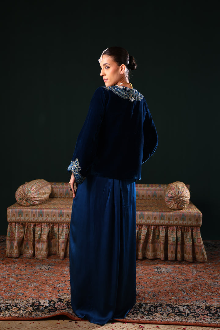 MARZAAN VELVET JACKET AND SKIRT SET