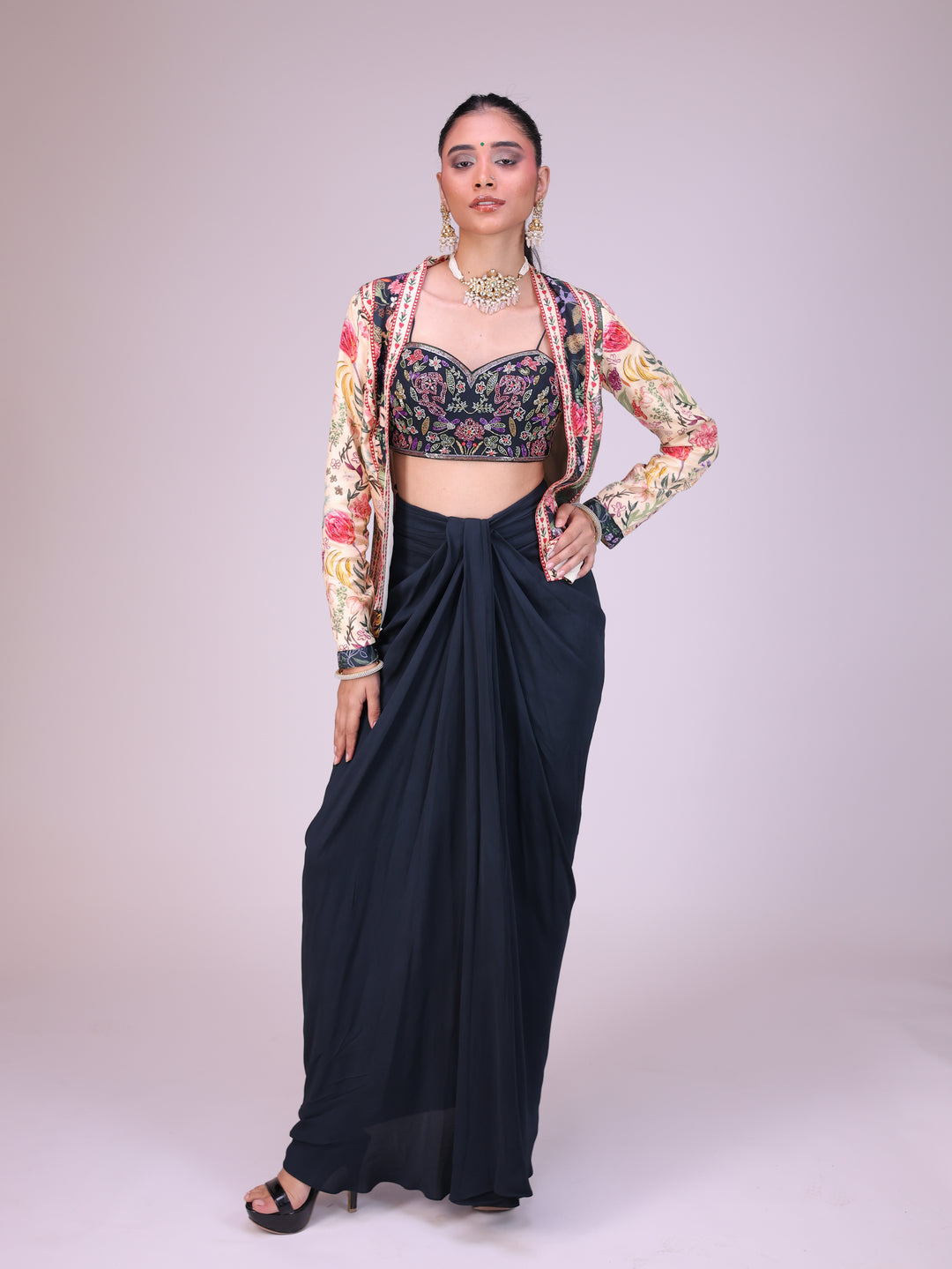 Nargis Drape skirt set